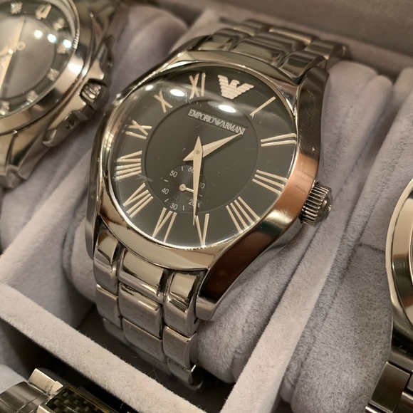 Emporio Armani Mens Watch Black Dial Stainless St - Picture 2 of 8